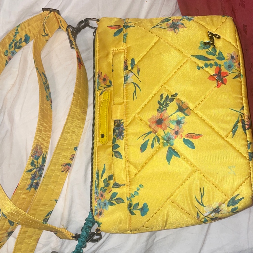 Lug RFID Quilted Crossbody Strap Flare 2 in Bouquet Yellow
